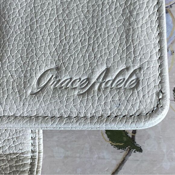 Grace Adele Cream Leather Wallet Wristlet Detachable Strap Compact Smaller Size - Picture 5 of 9